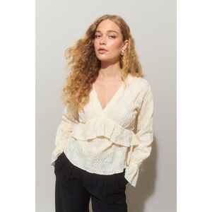 Gina Tricot - Boho frill top - Bluser- Beige - S - Female  Female Beige