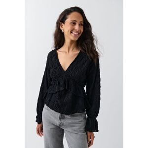 Gina Tricot - Boho frill top - Bluser- Black - XS - Female  Female Black