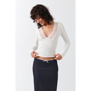 Gina Tricot - Lace detail top - blondetoppe- White - M - Female  Female White