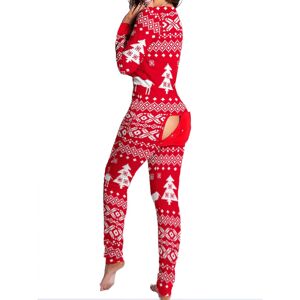 Kvinder Animal Pyjamas One Piece Christmas Bodysuit Jumpsuit Langærmet nattøj W Christmas Tree L