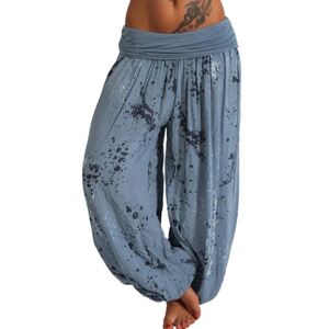 Kvinnor Boho Harem Pants Yoga Casual Baggy Hareem Byxa blue XL
