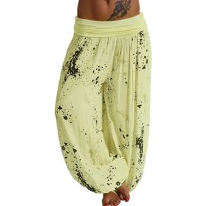 Kvinnor Boho Harem Pants Yoga Casual Baggy Hareem Byxa yellow M