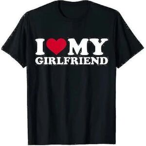 T-shirt Jeg elsker min kæreste Sort Valentine S