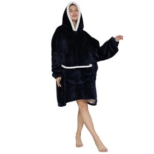 Hættetrøje Oversized filt Sherpa Fleece Ultra Giant Comfy Hoodie New Adult ~ V Navy