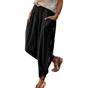 Kvinder Plus Size Bukser Sommer Casual Løse Bukser Yoga Bukser black M