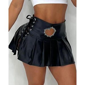 Y2K retro sexet, hult, hjerteformet design mini-nederdel til kvinder M