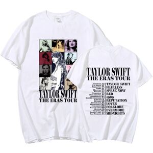 HeyMAN Taylor Swift The Eras Tour International Mænd Kvinder kort T-shirt rund krave trykt White S