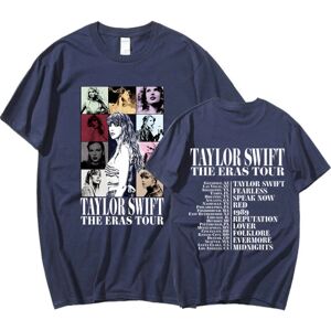 HeyMAN Taylor Swift The Eras Tour International Mænd Kvinder kort T-shirt rund krave trykt Navy S