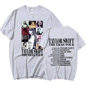 HeyMAN Taylor Swift The Eras Tour International Mænd Kvinder kort T-shirt rund krave trykt Grey XL