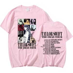 HeyMAN Taylor Swift The Eras Tour International Mænd Kvinder kort T-shirt rund krave trykt Pink S