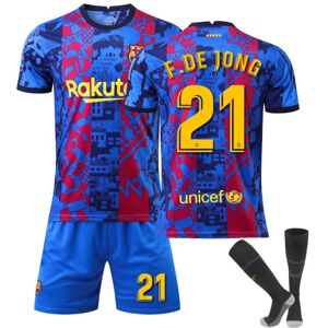 Barcelona hjemme- og udetrøje nummer 21 De Jong trøjesæt 28（150-160cm)