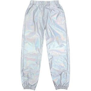 Baggy joggingbukser Kvinder Joggerbukser Kvinder Hologrambukser Kvinder Løse bukser Natklubbukser NeontøjSølviriseringM Silver iridescence M