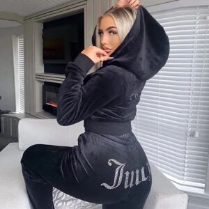 Unbranded Kvinders Velvet Juicy Træningsdragt Couture todelt sæt Black M