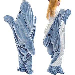Shark tæppe pyjamas Shark Blanket Hoodie Adult Shark Adult Bärbarfi grå l (160*70 cm)