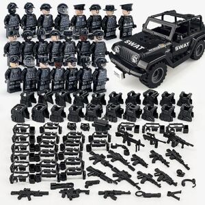 HKWWW Militære byggeklodser Series Sort Special politi og små partikler monteret minifigur legetøjssæt[HK]