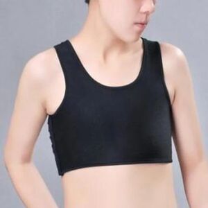 Fashion Compression Chest Binder Kvinder Ærmeløs Vest Solid Kort Tank Tops Black S