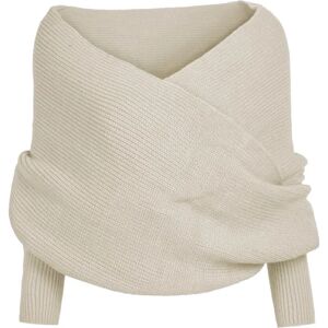 Kvinders tørklædesjal Vintermode Unisex varmt hæklet strikket wrap-sjal med ærmer - to farver til rådighed - 1 stk. beige beige