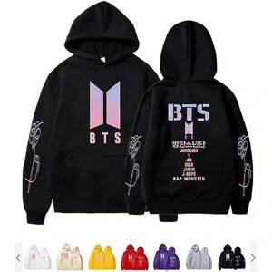 Bts Mænd Kvinder Hættetrøjer Langærmede Sweatshirts Trykte Pullovere Casual Jakker Streetwear Jakker Komfort Toppe S black S