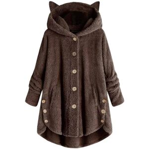 Brun dame fleece ensfarvet varm klassisk sweater /L brown L