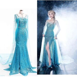 Elsa Kjole Voksen Kvinde Cosplay Costume_y XL