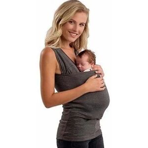 Baby linned kænguru T-shirt med stor lomme - Gray Women M