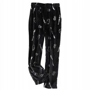 Tegnefilm HelloKitty flannel pyjamas Plys og tyk isolering pyjamas til kvinder - sort - hvid Black - White XXL