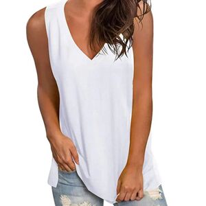 Sexy Dance V-ringad ermløs vest løs t-shirt med camisole-top for kvinder White, XXL