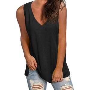 Sexy Dance V-ringad ermløs vest løs t-shirt med camisole-top for kvinder black,XL