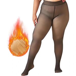 unbranded Termo-tights til kvinder, termiske vintertights, elastiske gennemsigtige leggings i plusstørrelser, varme fleece-tights