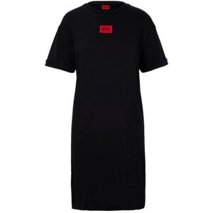 HUGO Interlock-cotton T-shirt dress with red logo label