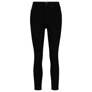 Boss High-waisted cropped jeans in black power-stretch denim