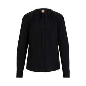 Boss Ruched-neck blouse in stretch-silk crepe de Chine