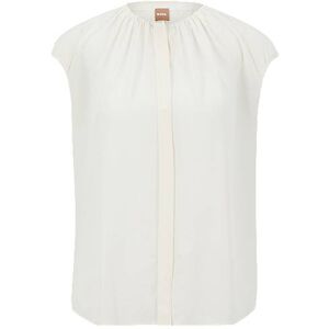 Boss Regular-fit cap-sleeved blouse with gathered details