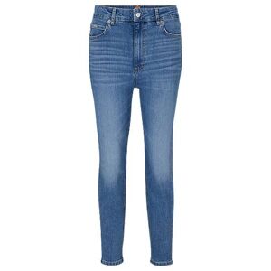 Boss High-waisted cropped jeans in blue comfort-stretch denim