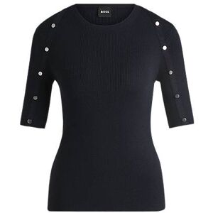 Boss Short-sleeved sweater in stretch fabric with hardware details