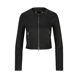 Boss Collarless leather jacket in a slim fit
