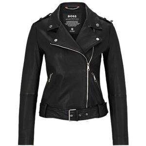 Boss Regular-fit leather jacket with asymmetric zip