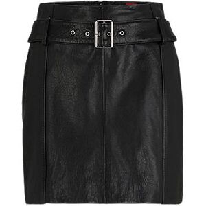 HUGO Leather mini skirt with buckled belt