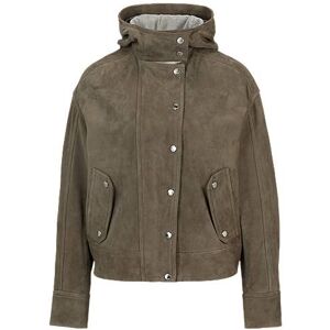 Boss Regular-fit hooded jacket in soft suede