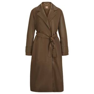 Boss Longline belted coat in nappa leather