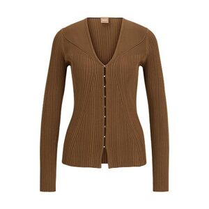 Boss Ribbed cardigan in stretch fabric with hook closures
