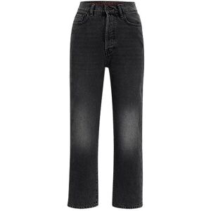 HUGO Modern-fit wide-leg jeans in black denim