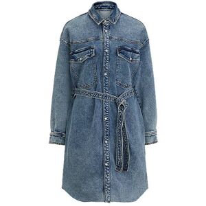 HUGO Oversized-fit shirt dress in blue denim