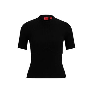 HUGO Slim-fit short-sleeved sweater with seam detail