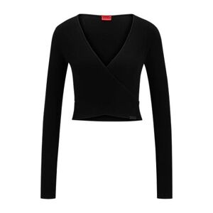 HUGO Wrap-effect crepe sweater with cut-out detail