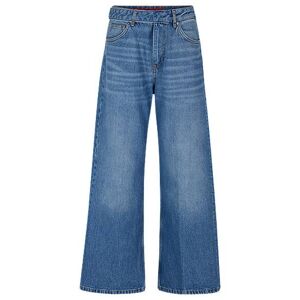 HUGO Oversized-fit wide-leg jeans in mid-blue denim