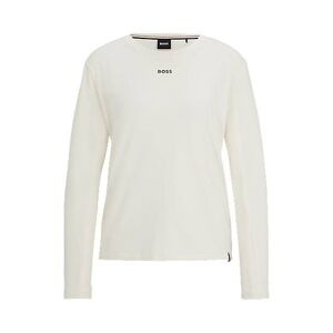 Boss Stretch-cotton long-sleeved pyjama top with printed logo