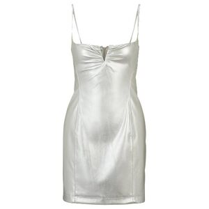 HUGO Metallic faux-leather mini dress with notch neckline