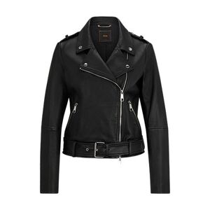 Boss Regular-fit jacket in nappa leather with buckled belt