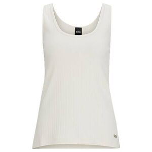 Boss Ribbed-cotton regular-fit vest with logo plate